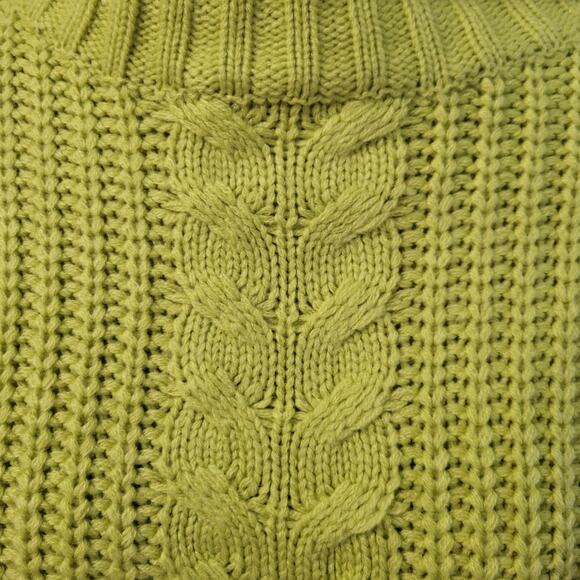 Princess Polly lime cropped sweater, size S/M, cable knit, high mock collar - Picture 3 of 4